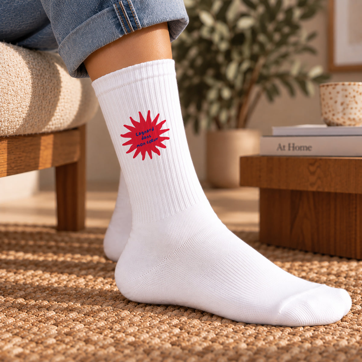 Chaussettes femme Blanches Cagnard dans mon cœur photo N° 2