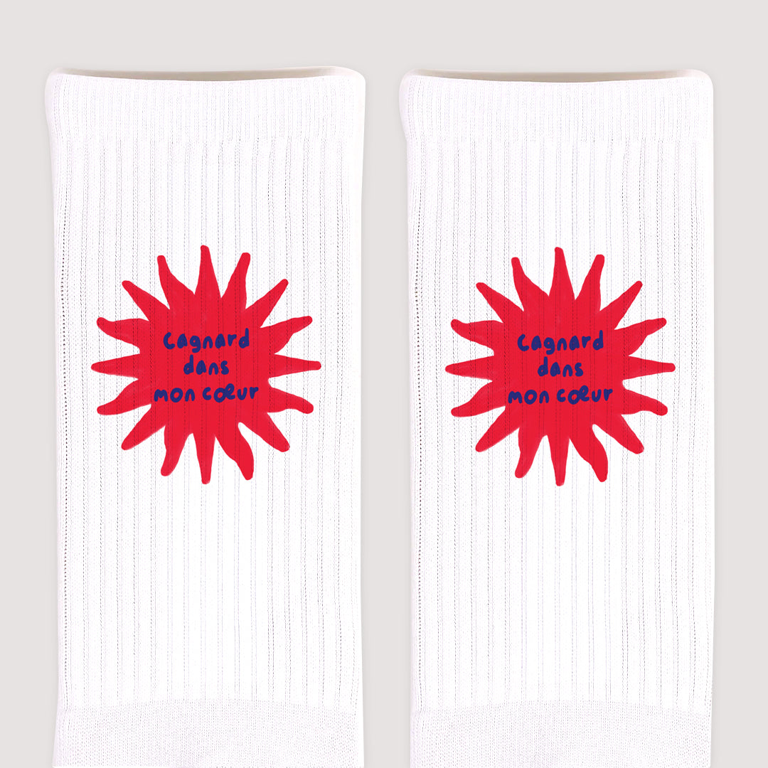 Chaussettes femme Blanches Cagnard dans mon cœur photo N° 3