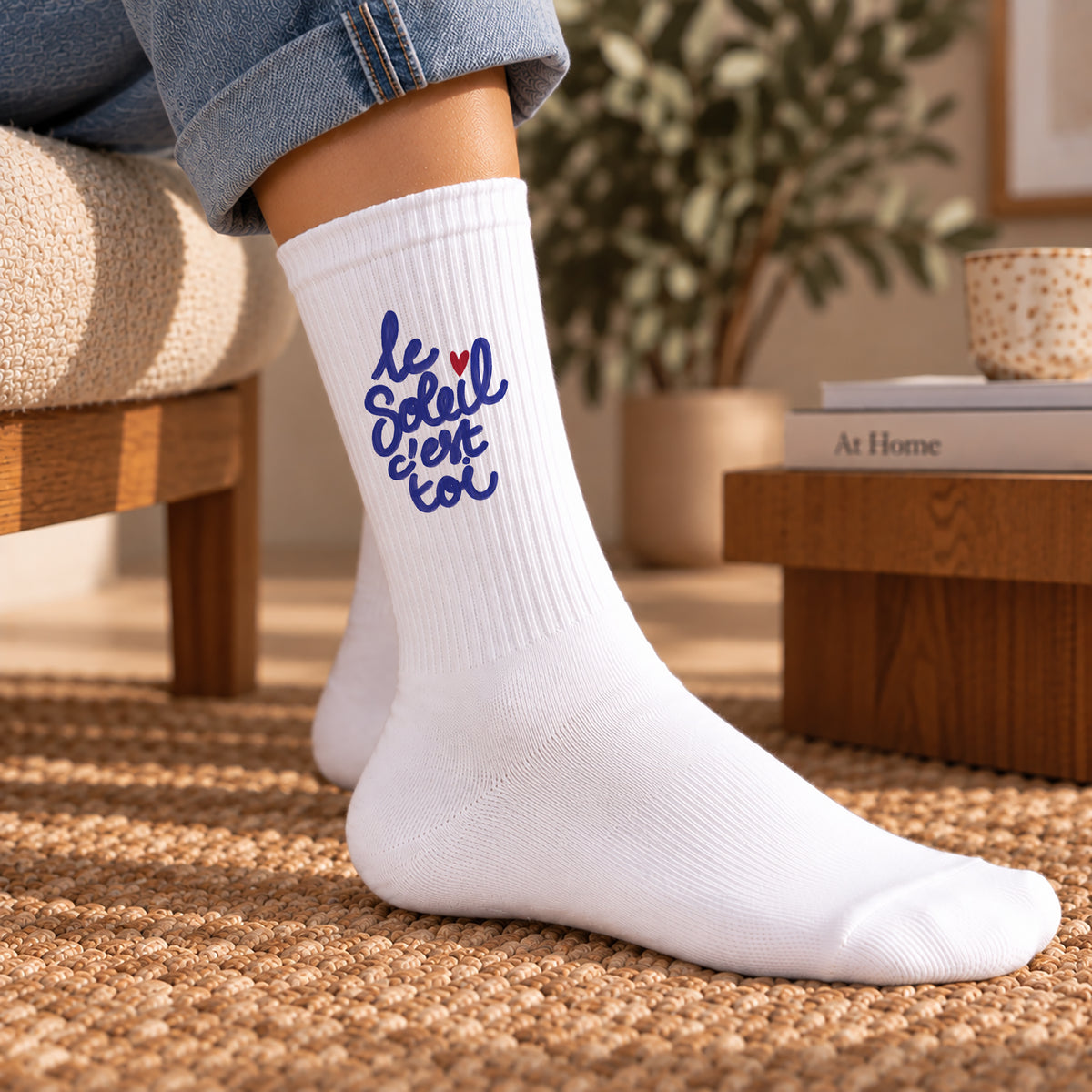 Chaussettes femme Blanches Le soleil c'est toi photo N° 2