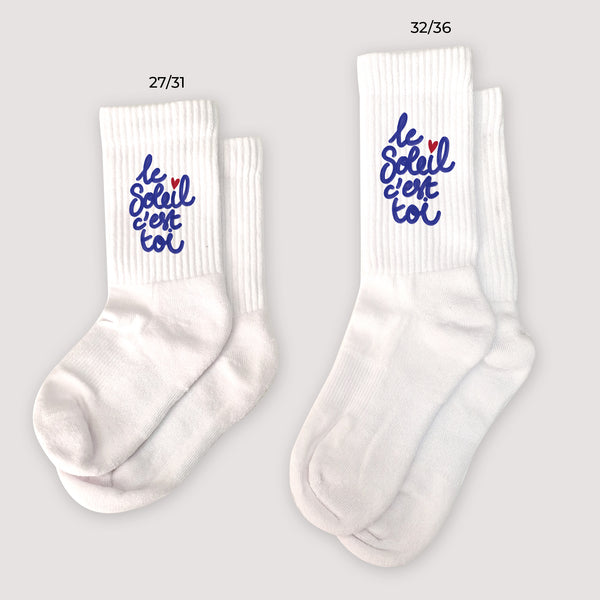 Chaussettes enfant Blanches Le soleil c'est toi photo