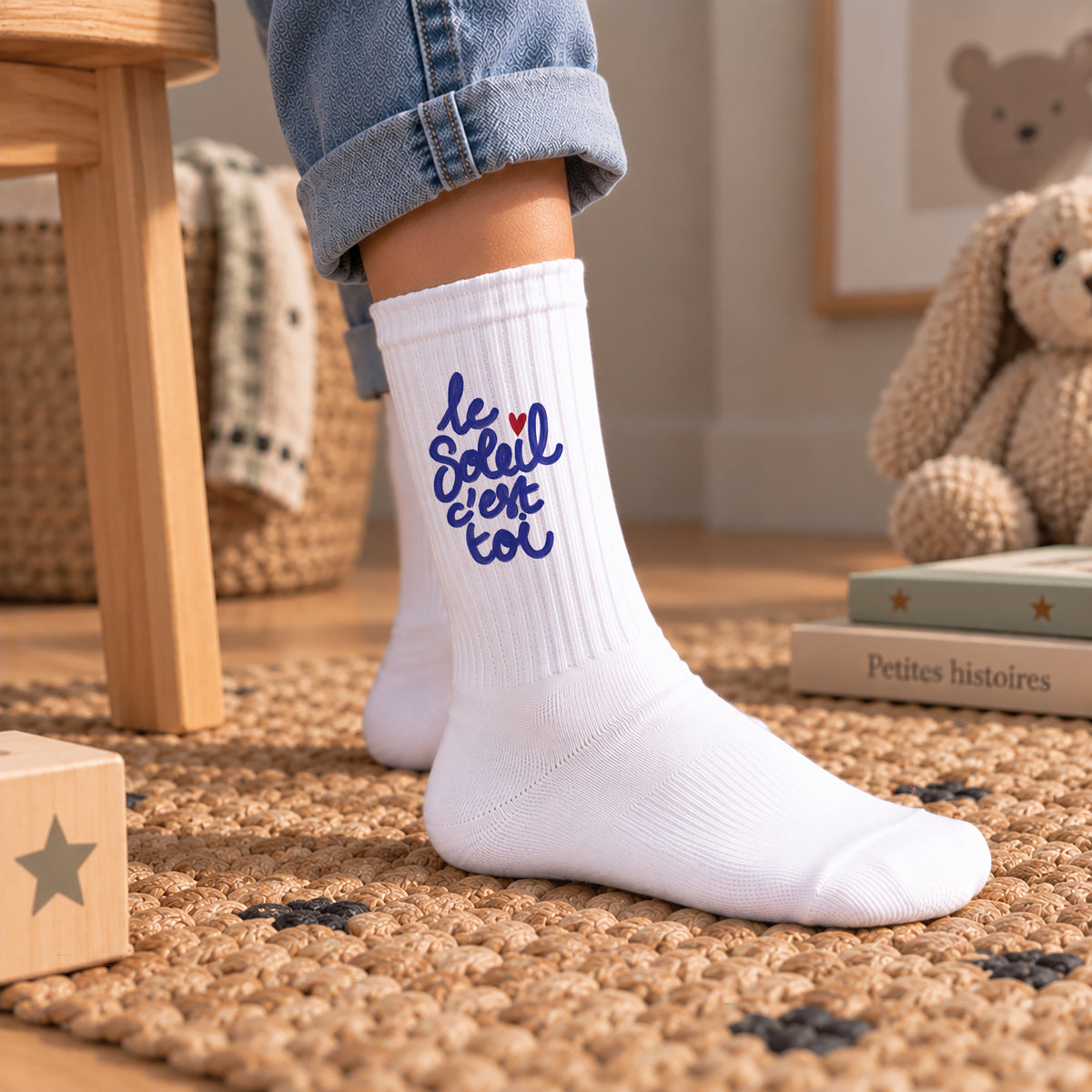 Chaussettes enfant Blanches Le soleil c'est toi photo N° 2