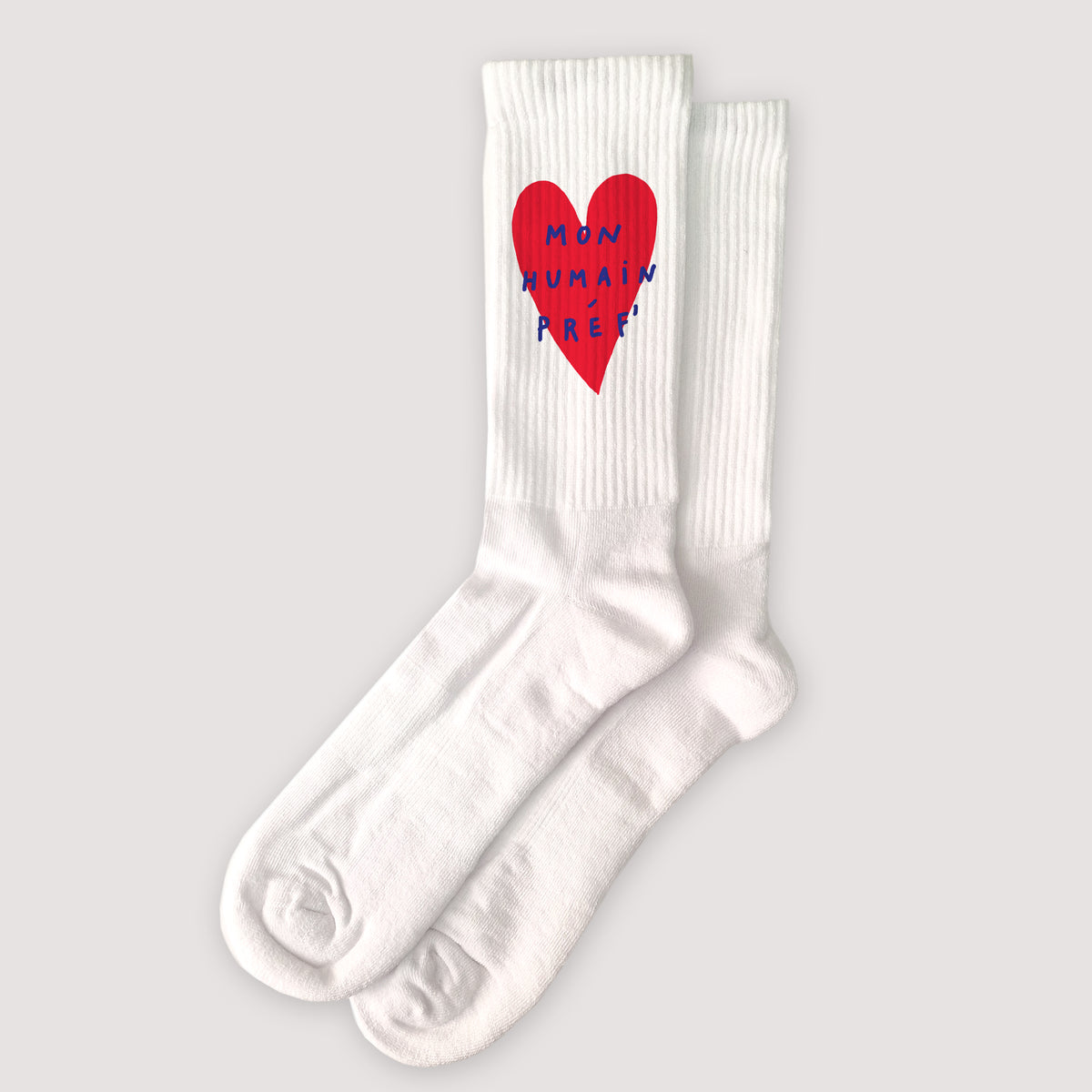Chaussettes homme Blanches Mon Humain Préf Rouge photo N° 1