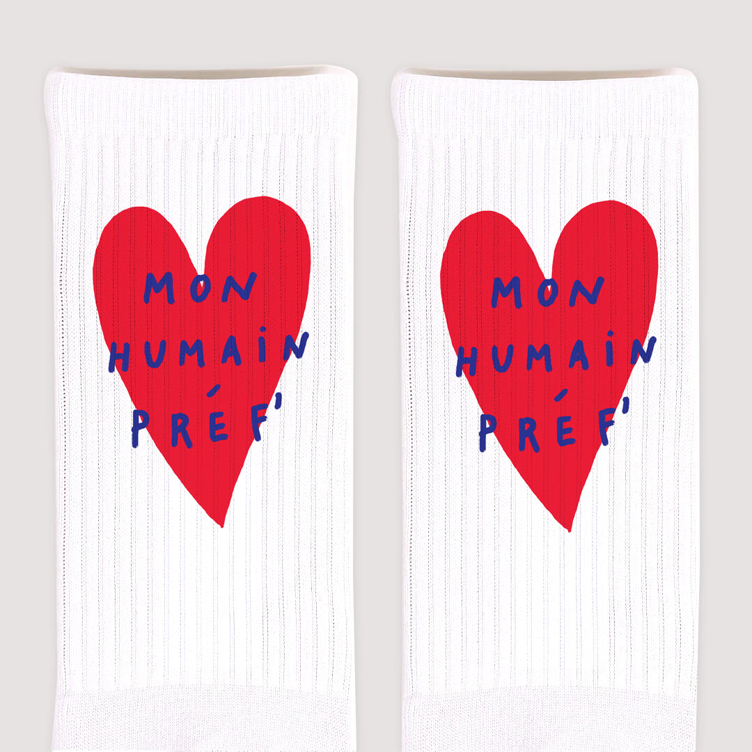 Chaussettes homme Blanches Mon Humain Préf Rouge photo N° 3