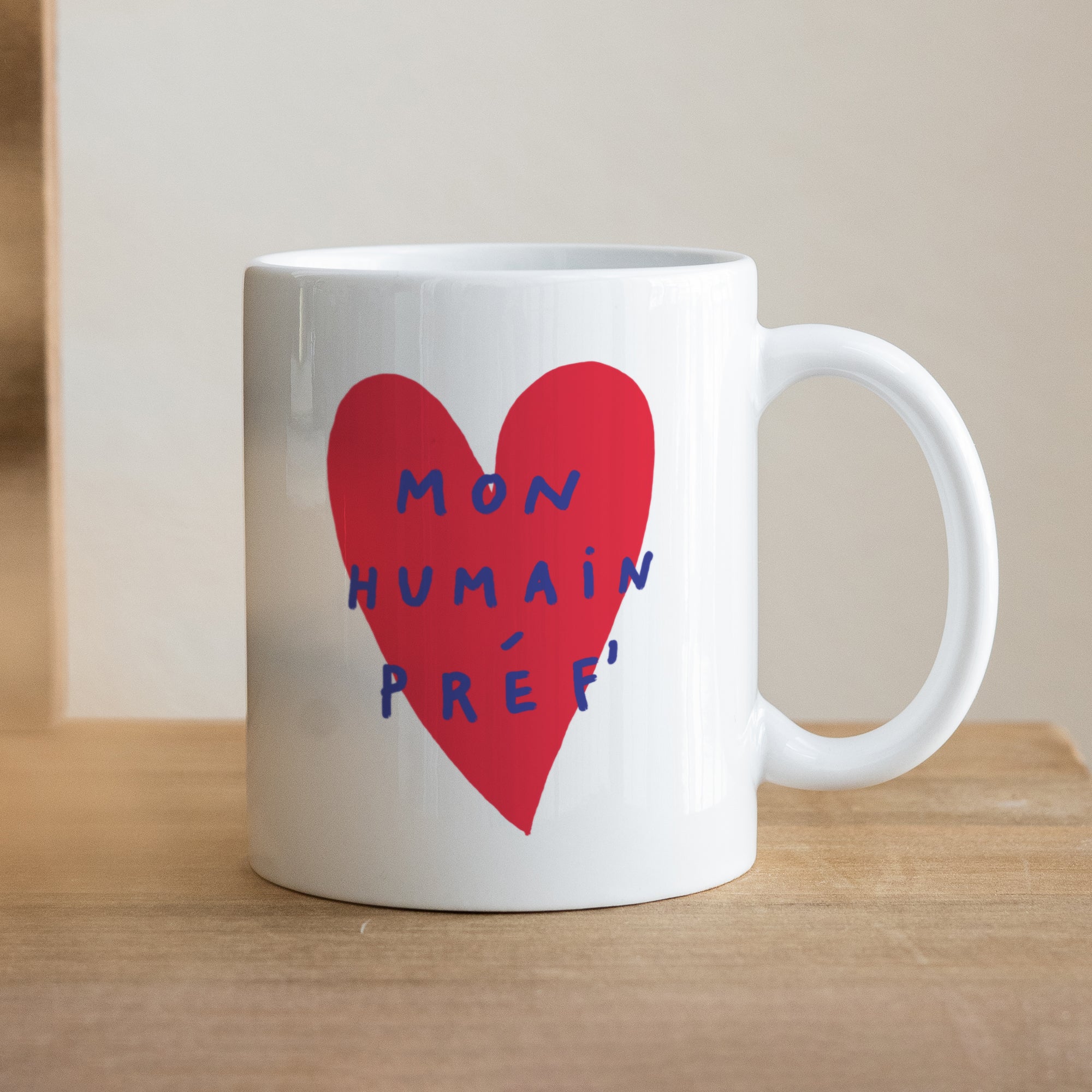 Mug Blanc Mon Humain Préf Rouge photo N° 1