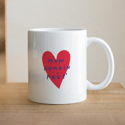 Mug Blanc Mon Humain Préf Rouge photo N° 1