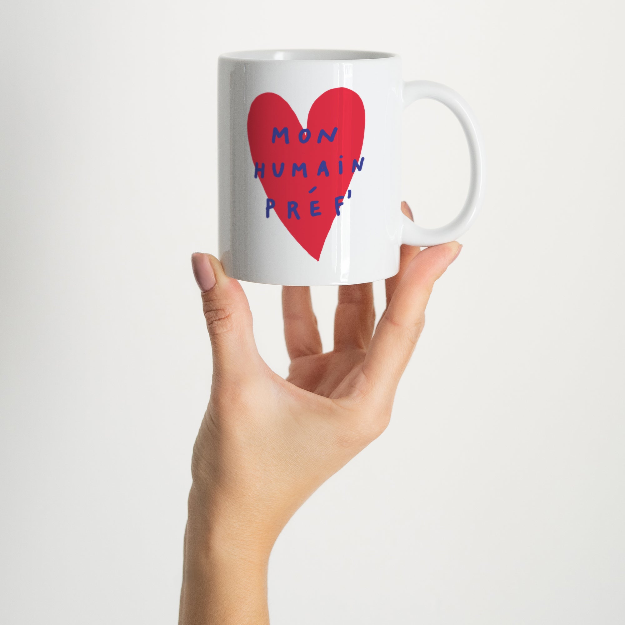 Mug Blanc Mon Humain Préf Rouge photo N° 2