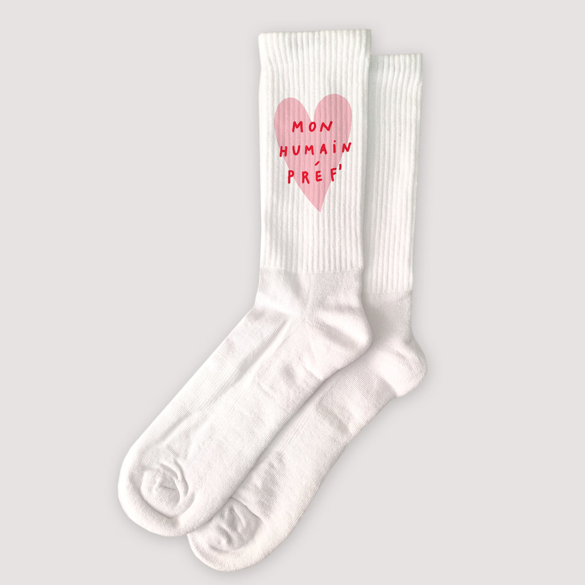 Chaussettes femme Blanches Mon Humain Préf Rose photo N° 1