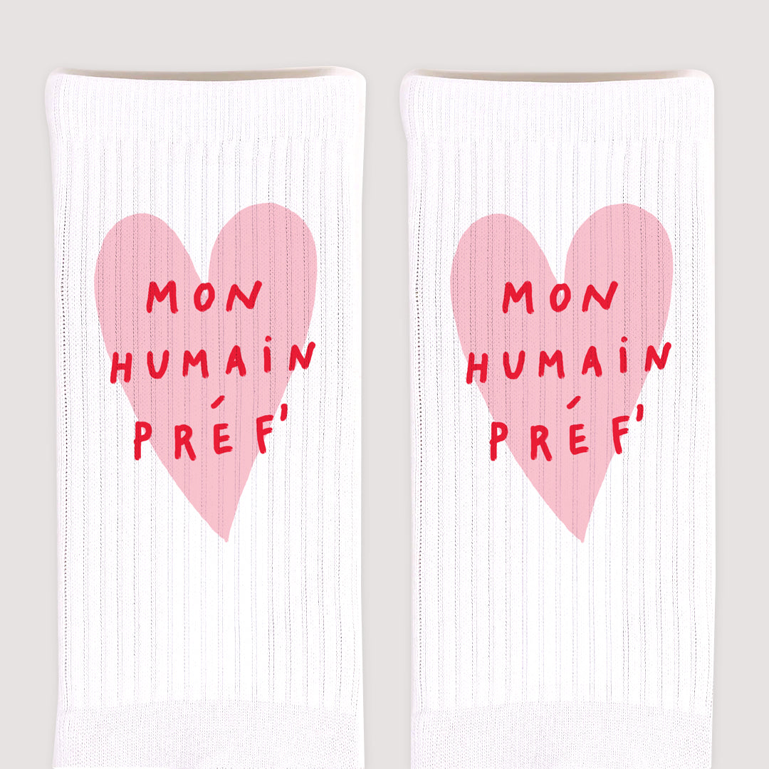 Chaussettes femme Blanches Mon Humain Préf Rose photo N° 3