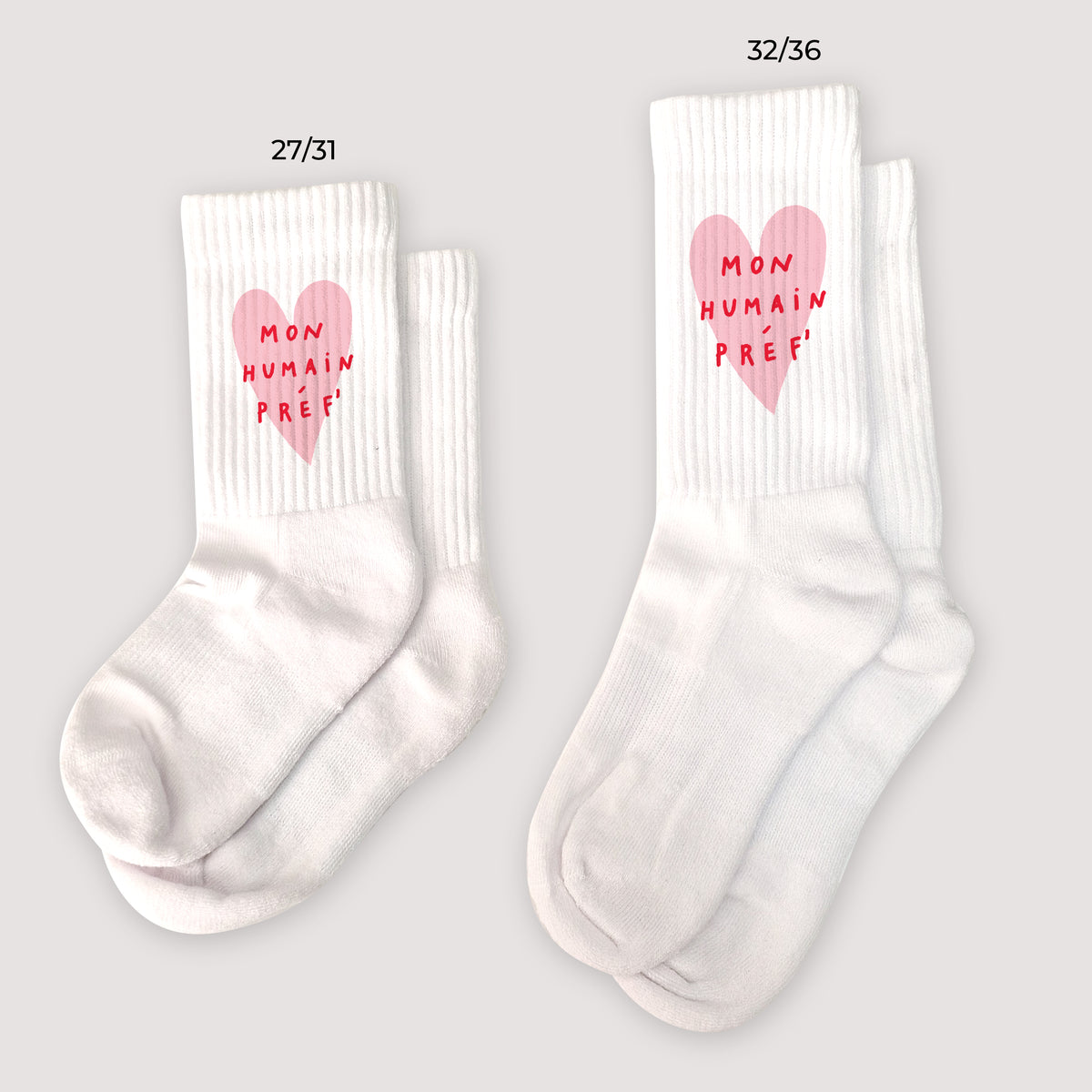 Chaussettes enfant Blanches Mon Humain Préf Rose photo N° 1
