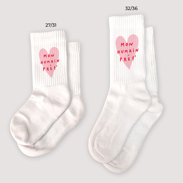 Chaussettes enfant Blanches Mon Humain Préf Rose photo