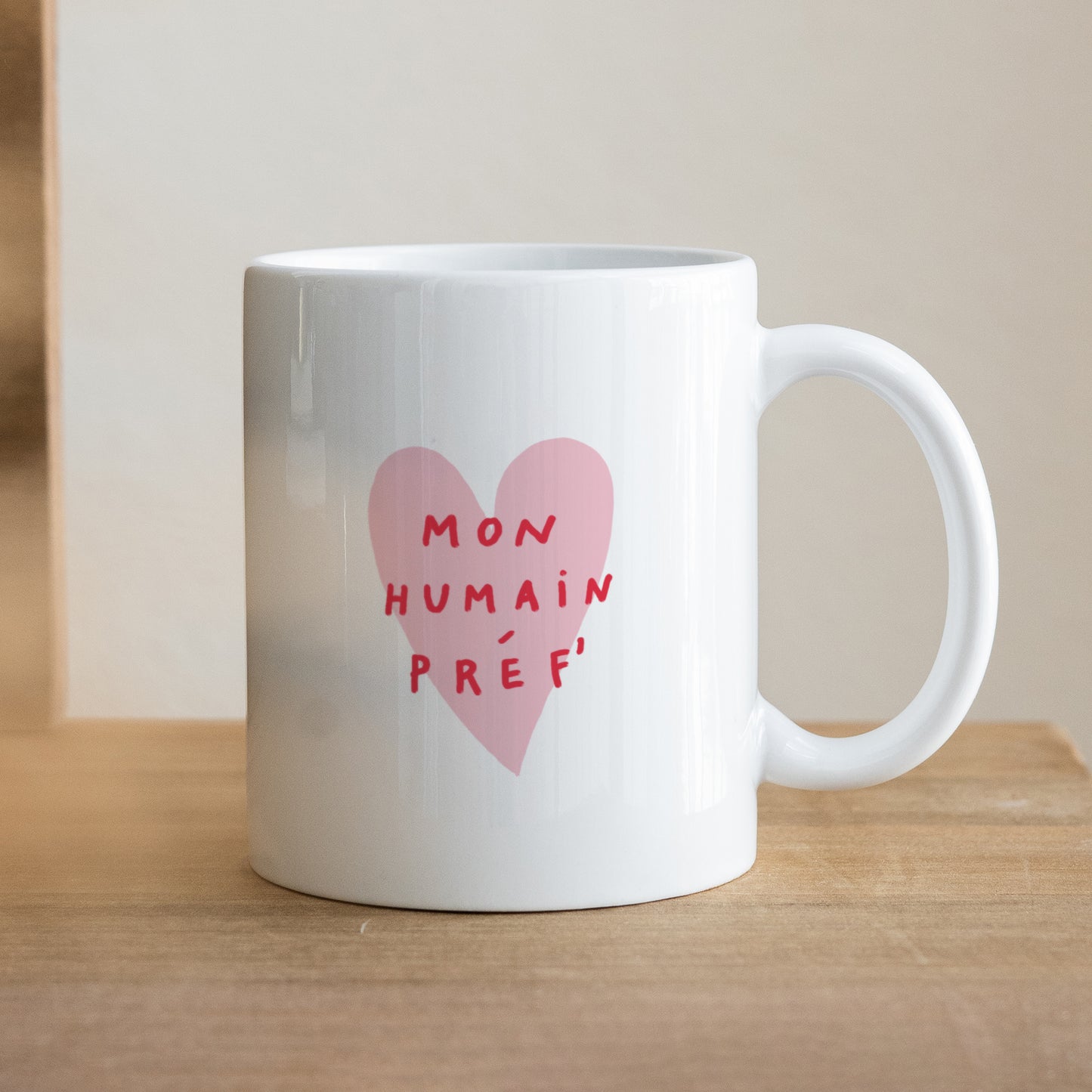 Mug Blanc Mon Humain Préf Rose photo N° 1