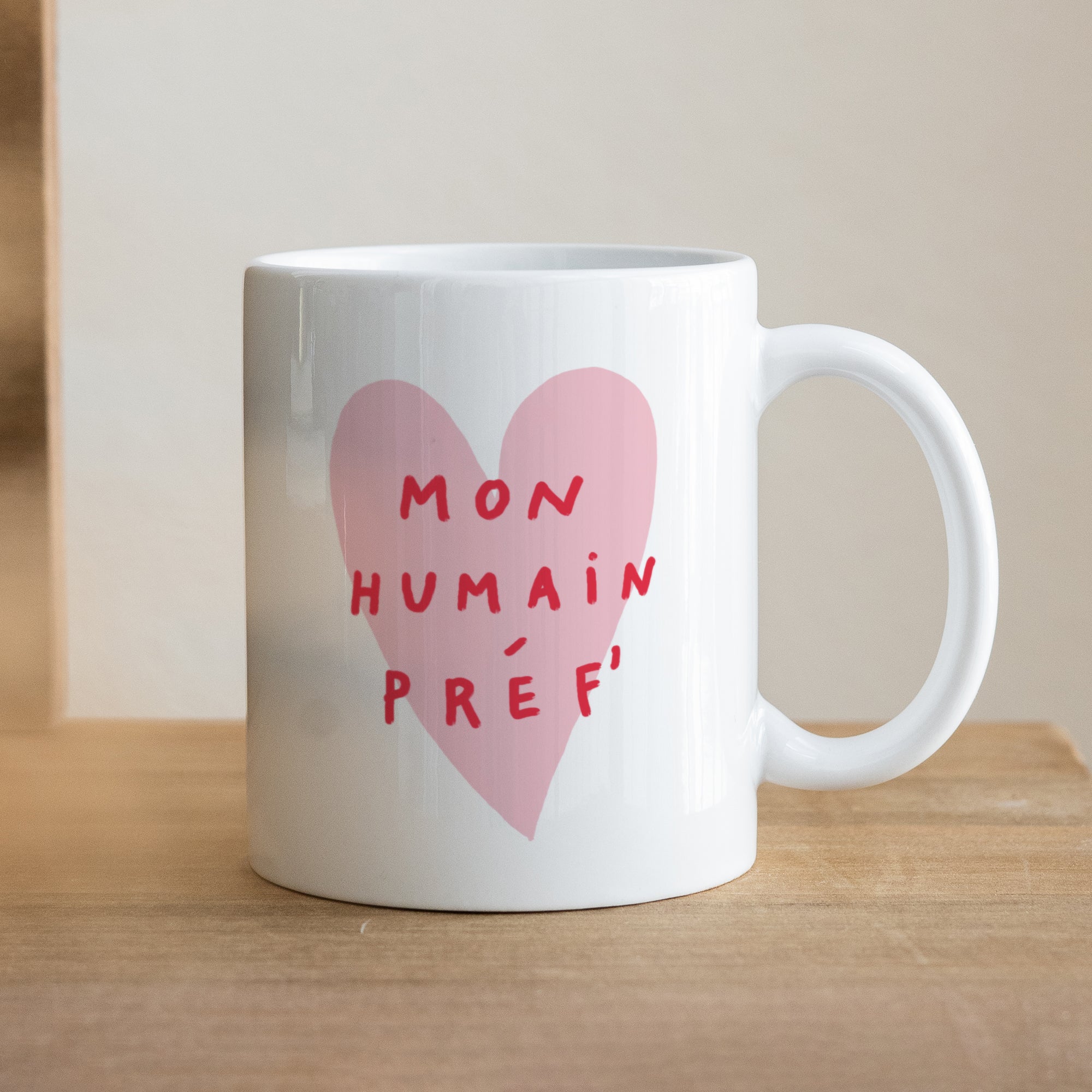 Mug Blanc Mon Humain Préf Rose photo N° 1