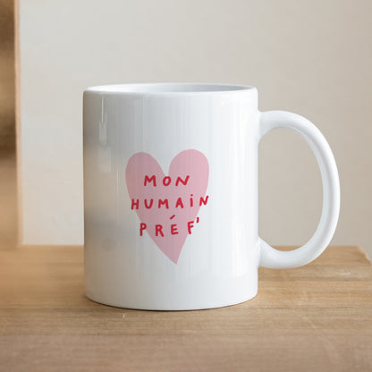 Mug Blanc Mon Humain Préf Rose photo N° 1