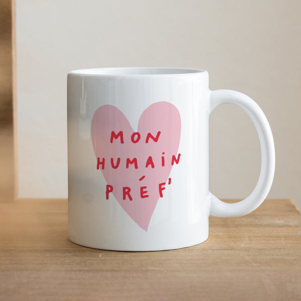 Mug Blanc Mon Humain Préf Rose photo