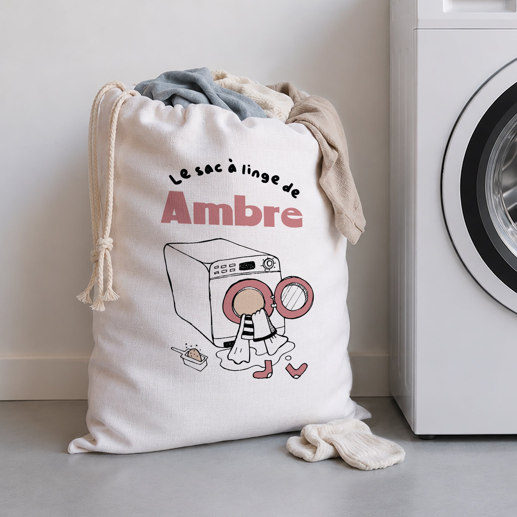 Sac à linge Grand format Mission Linge Sale Rose photo N° 1