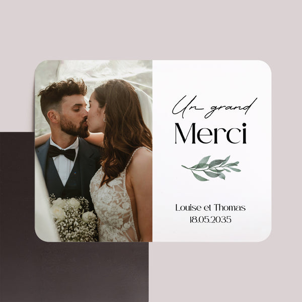 Remerciements Mariage Lot de 8, magnétique, paysage, rectangle coins arrondis Souvenirs d'Amour photo
