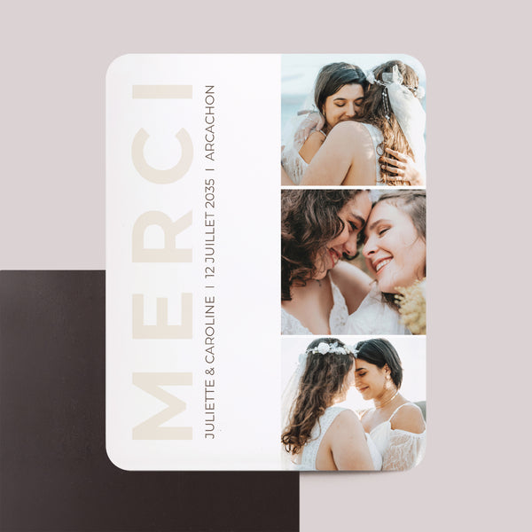 Remerciements Mariage Lot de 8, magnétique, rectangle coins arrondis Les Éclats du Bonheur photo