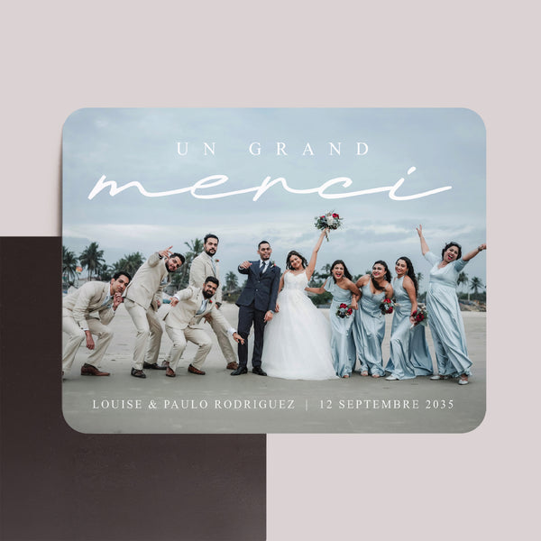 Remerciements Mariage Lot de 8, magnétique, paysage, rectangle coins arrondis Évidence photo