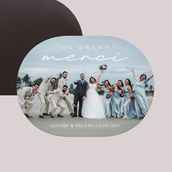 Remerciements Mariage Lot de 8, magnétique, ovale paysage Évidence photo