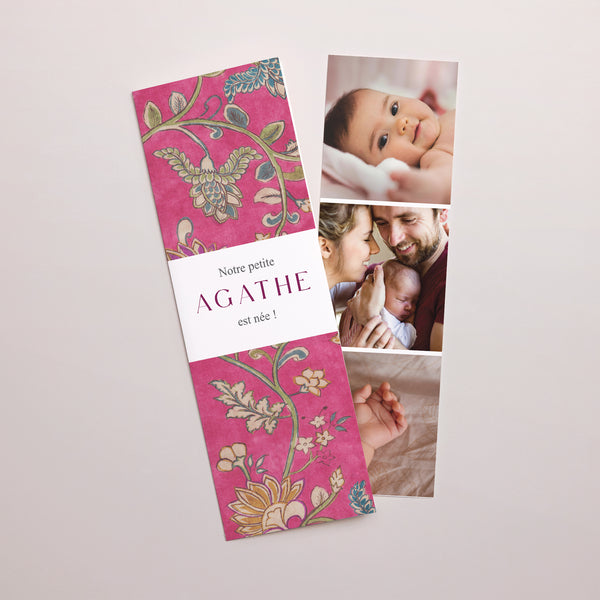 Faire-part Naissance Marque-page photo Dahlia photo