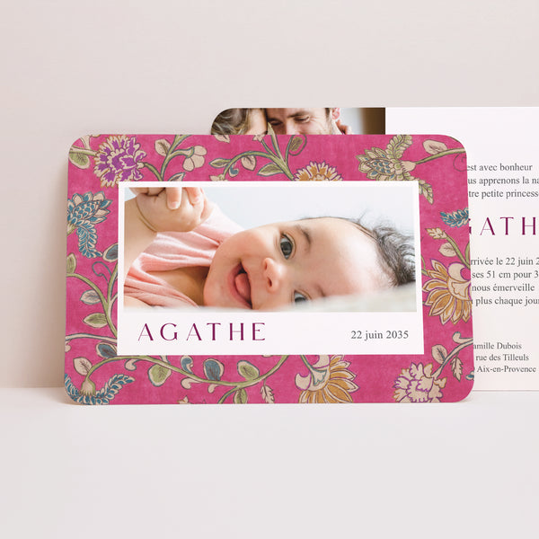 Faire-part Naissance Paysage, bords arrondis Dahlia photo
