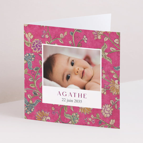 Faire-part Naissance Carré double volet Dahlia photo