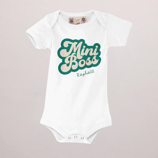 Body personnalisé Naissance blanc recto Mini Boss photo