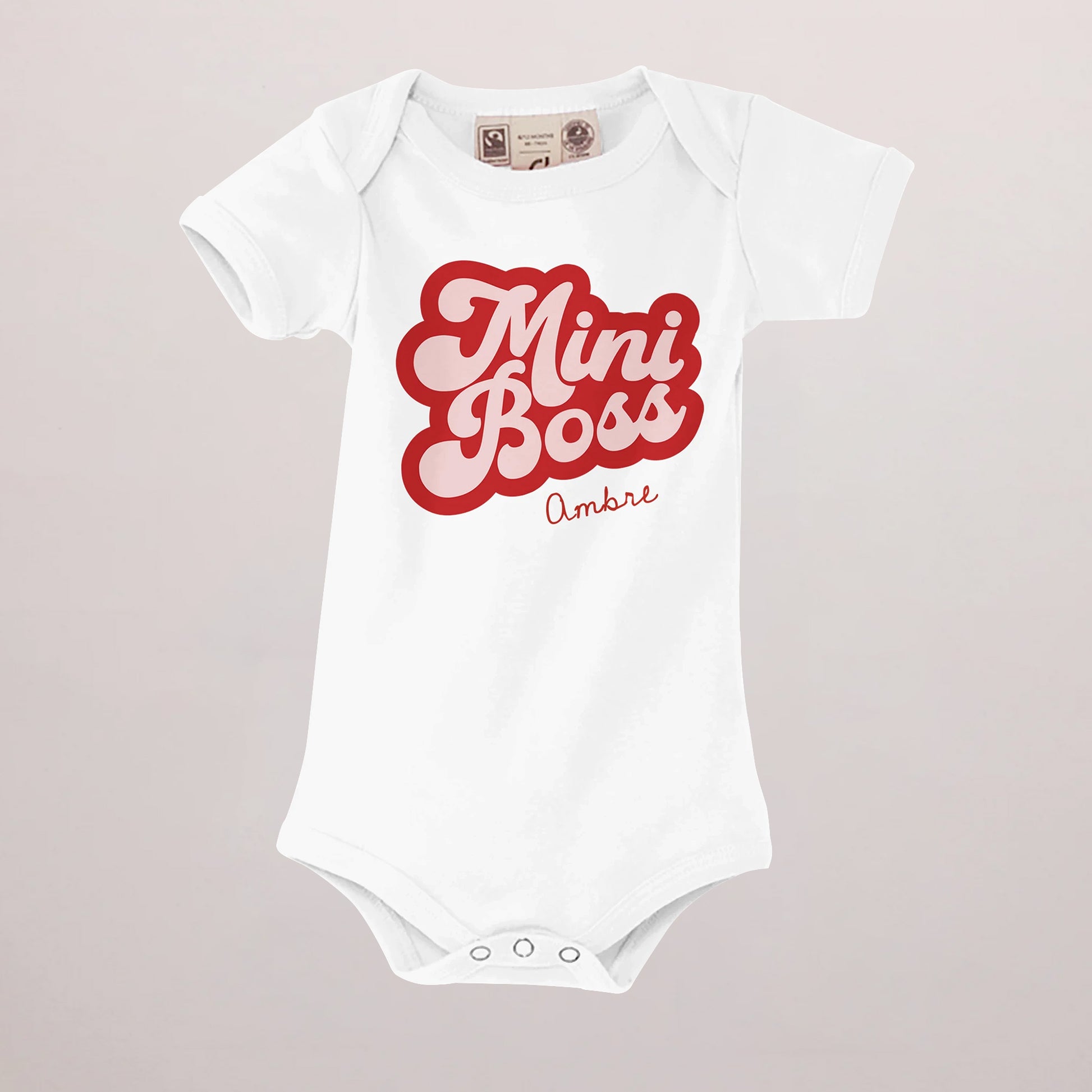 Body personnalisé Naissance blanc recto Mini Boss Rose photo N° 1