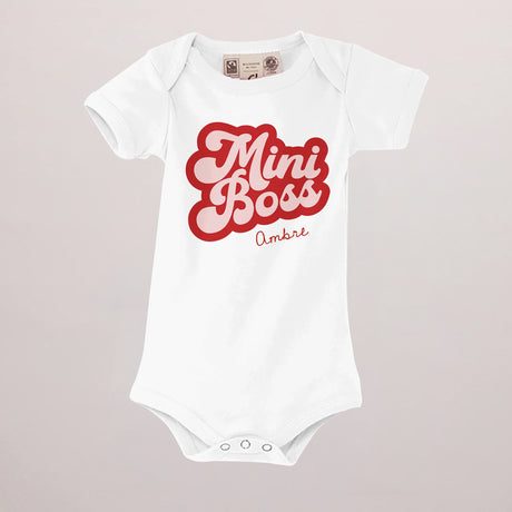 Body personnalisé Naissance blanc recto Mini Boss Rose