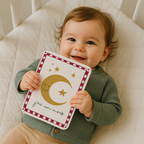 Carte étape bébé Naissance Lot de 12 Une Année de Sourires