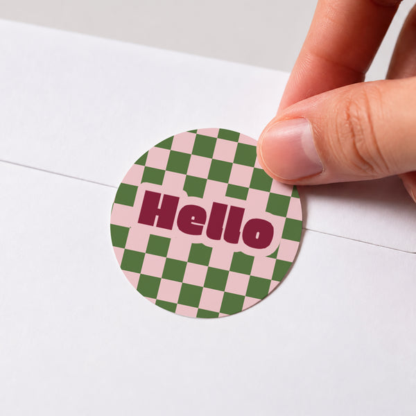 Sticker Naissance Rond Damier d'Amour photo