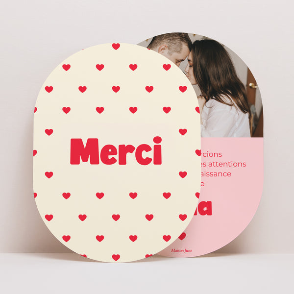 Remerciements Naissance Ovale Cœur à Cœur photo