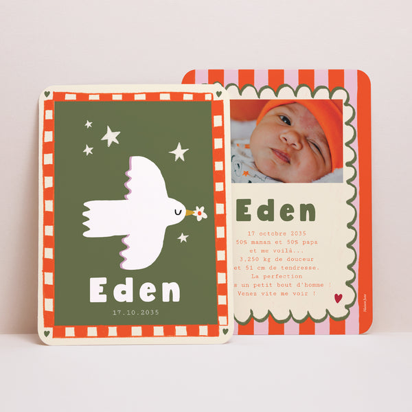 Faire-part Naissance Portrait, bords arrondis Un Air de Bonheur photo