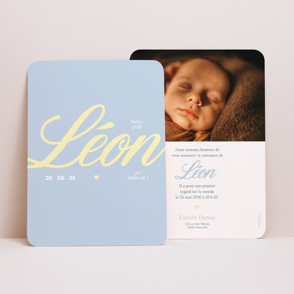 Faire-part Naissance Portrait, bords arrondis Big name photo
