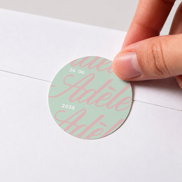 Sticker Naissance Rond Lady Big name photo
