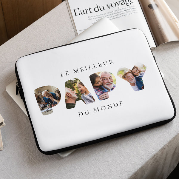 Housse ordinateur 15 pouces Papy en souvenirs photo