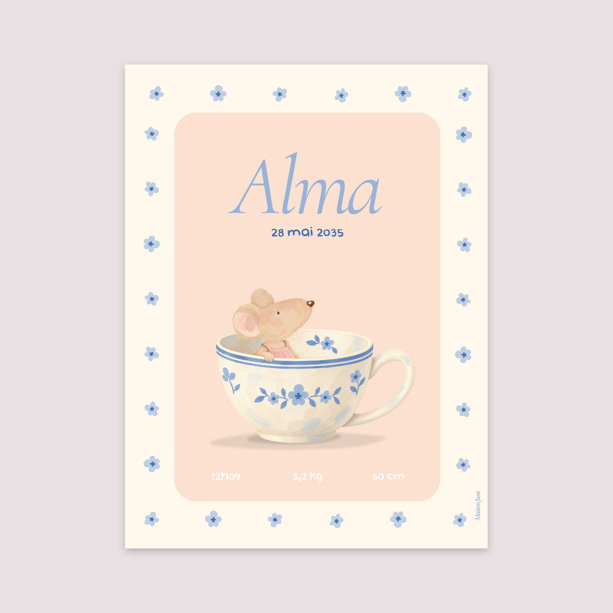Affiche Naissance Portrait 30 x 40 cm Souris série tasse photo N° 2