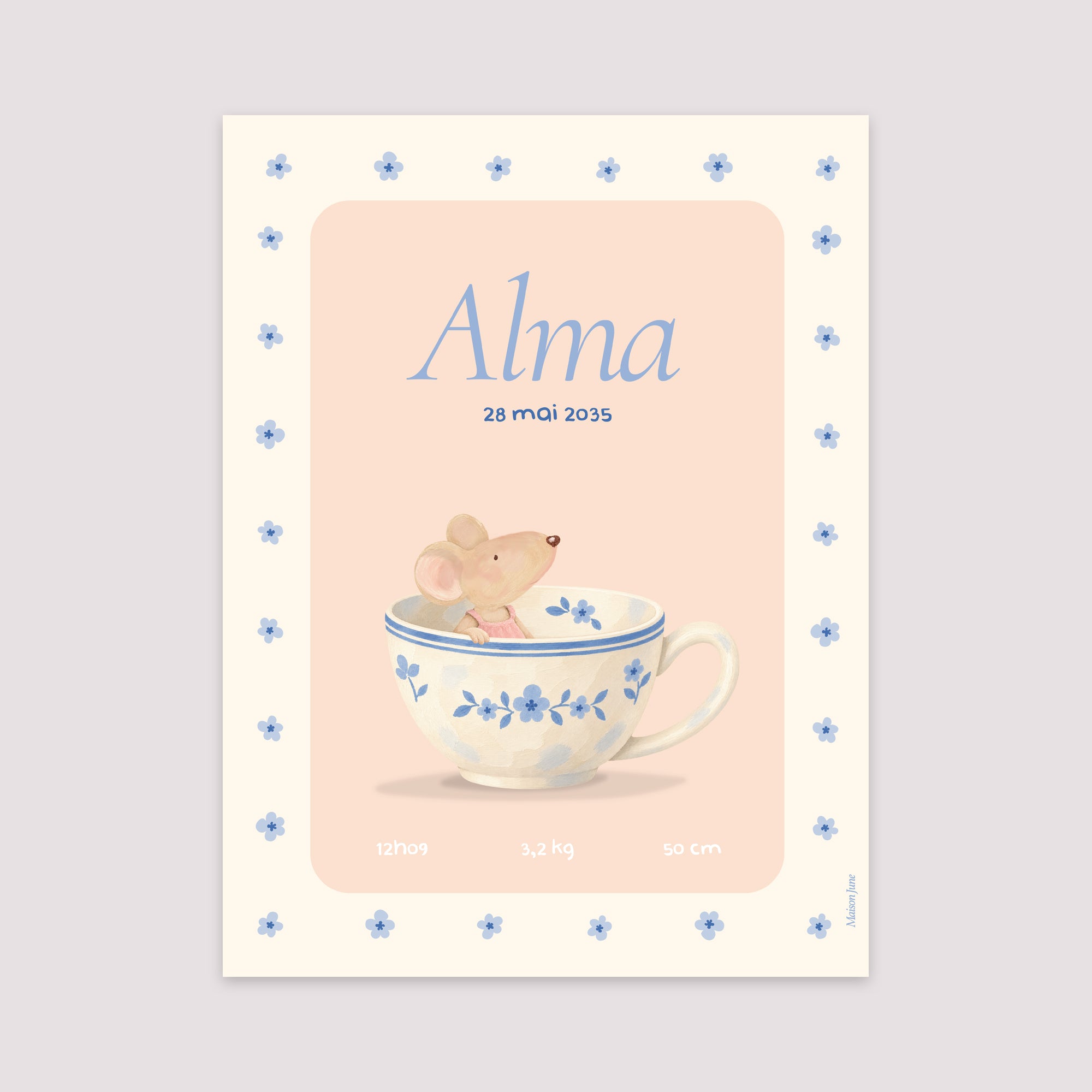 Affiche Naissance Portrait 30 x 40 cm Souris série tasse photo N° 2