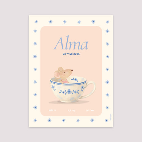 Affiche Naissance Portrait 30 x 40 cm Souris série tasse