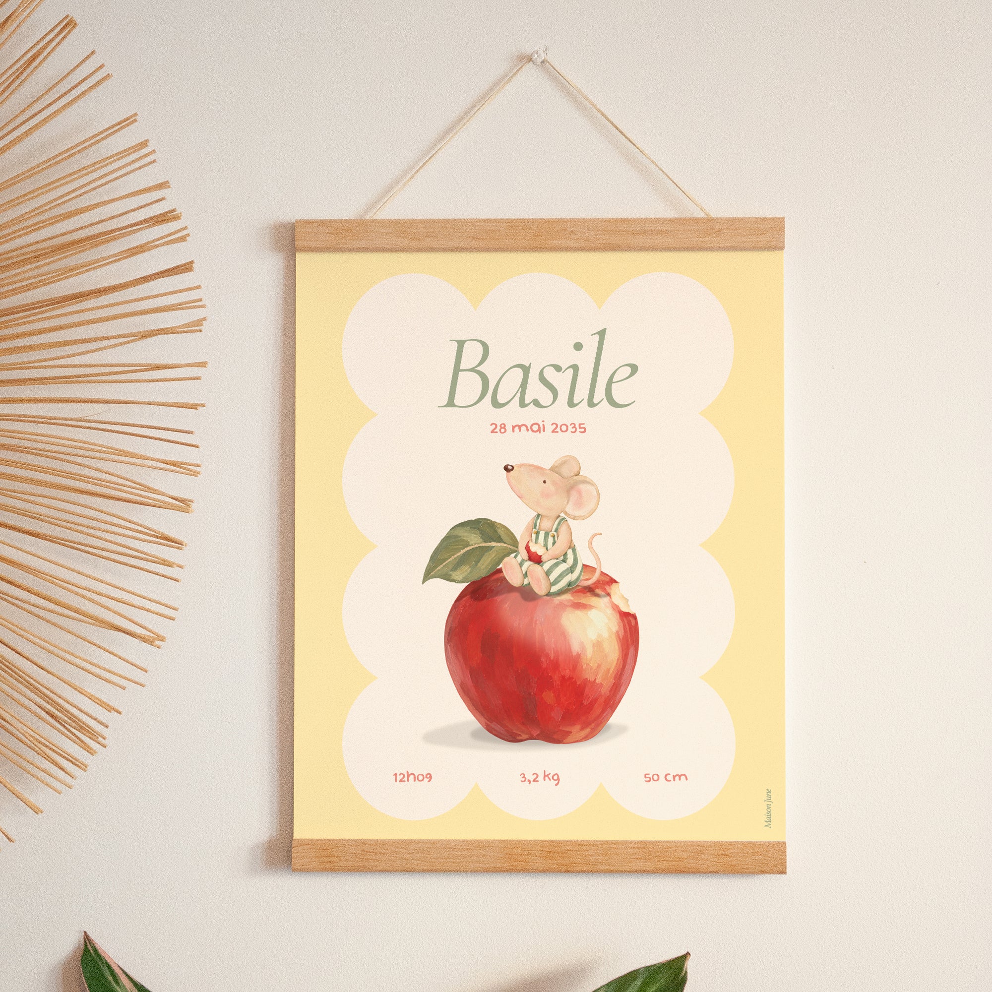 Affiche Naissance Portrait 30 x 40 cm Pomme / Souris série photo N° 1