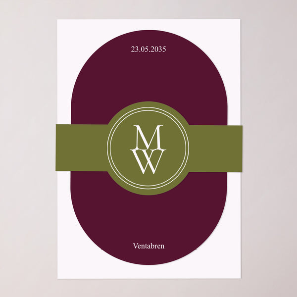 Faire-part Mariage bandeau, 2 cartes Romance authentique photo