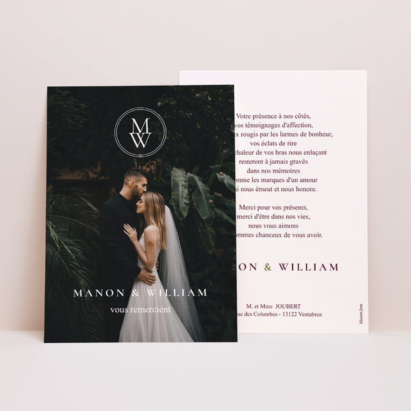 Remerciements Mariage Portrait Romance authentique photo
