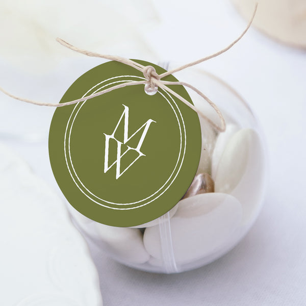 Boîte à dragées Mariage boule avec étiquette ronde Romance authentique photo