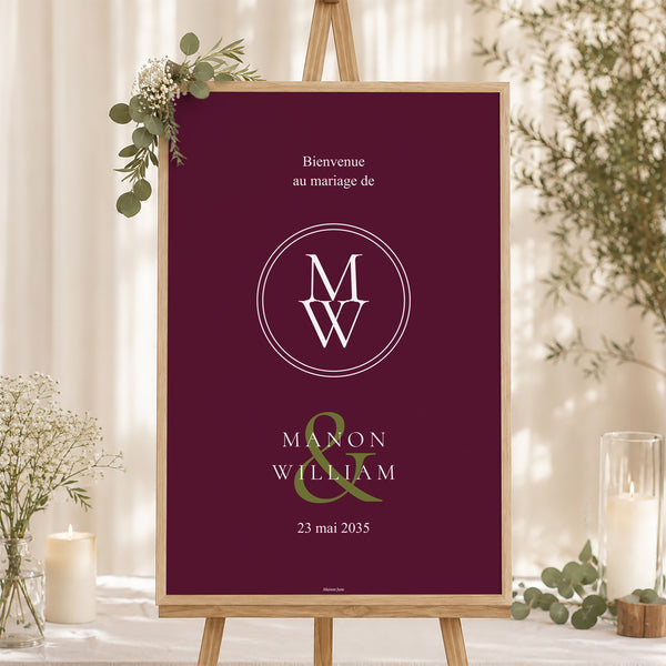 Panneau bienvenue Mariage Portrait 60 x 90 cm Romance authentique photo