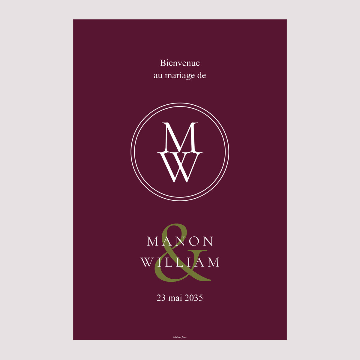 Panneau bienvenue Mariage Portrait 60 x 90 cm Romance authentique photo N° 2