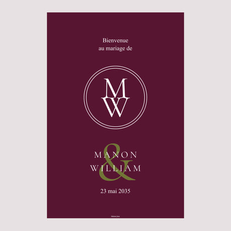 Panneau bienvenue Mariage Portrait 60 x 90 cm Romance authentique