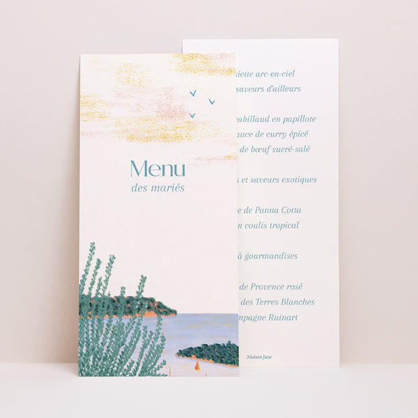 Menu Mariage Panoramique portrait Rêve d’Azur photo