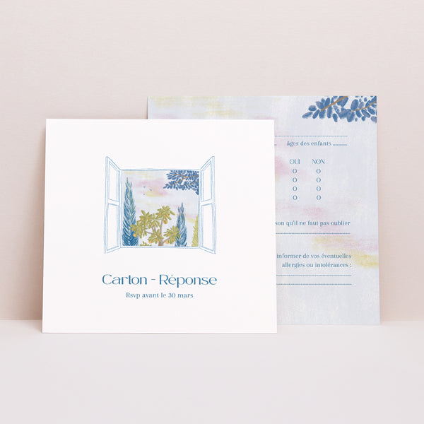 Carton réponse Mariage Carré Échappée Provençale photo