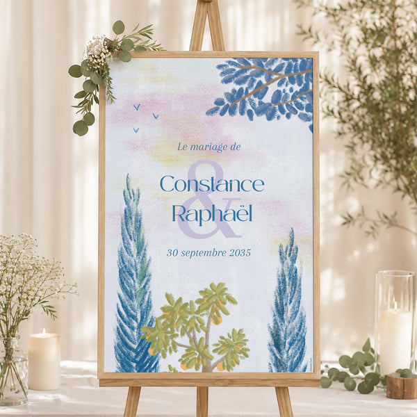 Panneau bienvenue Mariage Portrait 60 x 90 cm Échappée Provençale photo
