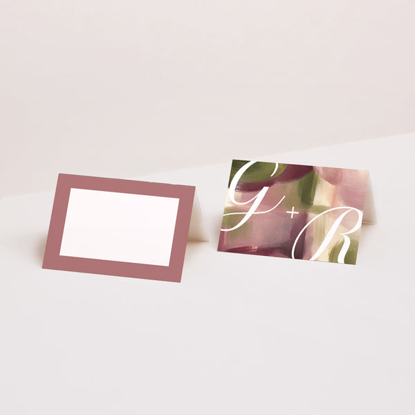 Marque-place Mariage 2 volets Prune et Olive photo